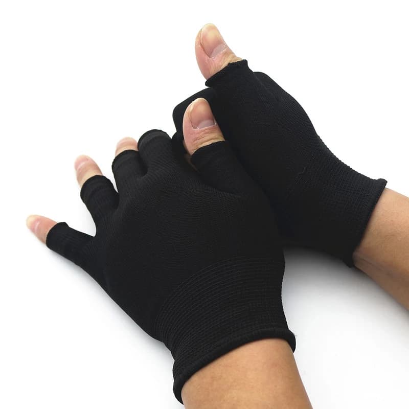 Guanti in cotone da allenamento caldi invernali da polso lavorato a maglia per donna e uomo Accessori da ciclismo 1 paio di guanti senza dita mezze dita neri