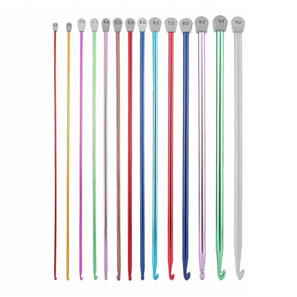 14Size Tunisian Afghan Sweater Scarf Needle Weaving Tool Crochet Hooks Knitting