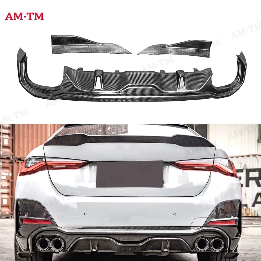 For BMW Series 4 G26 420i 430i 2021+ Carbon Fiber Rear Diffuser, Rear Splitter, Spoiler, Rear Lip, Carrozzeria Upgrade Kit