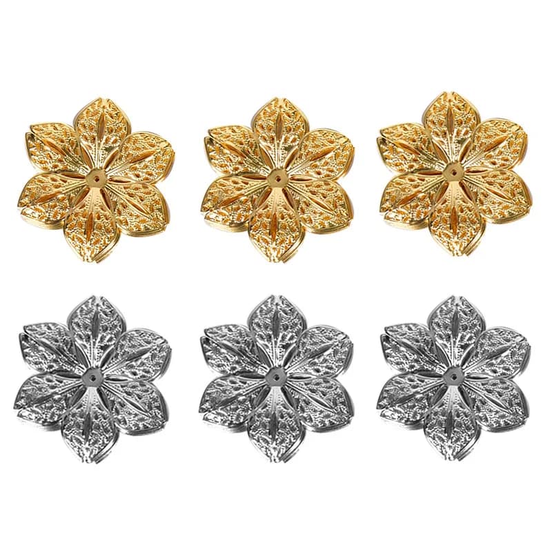 50Pcs/Set Hollow Flower Metal Crafts Filigree Wraps Connectors for Earrings Jewelry Making Findings Scrapbooking Decor