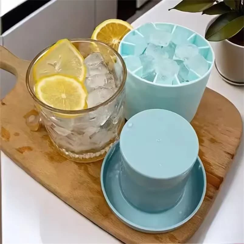 Food Silicone Cylindrical Ice Mold, Grid Ice Mold, Home Ice Buckle, Ice Container, Ice Cup, Fast Freezing