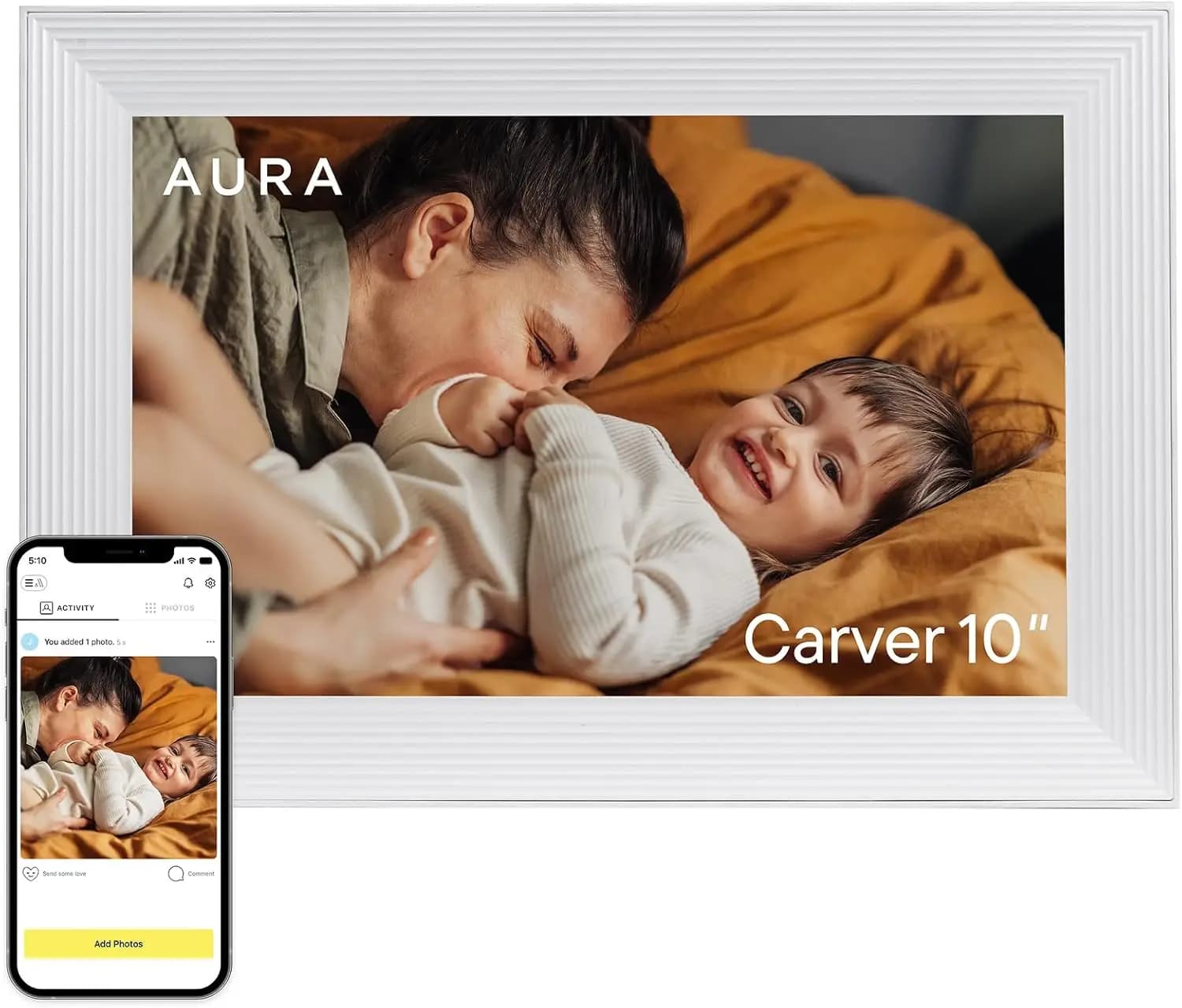 10.1" HD Digital Picture Frame, WiFi Photo Frame with Free App, Send Photos from Anywhere, No Ads or Fees