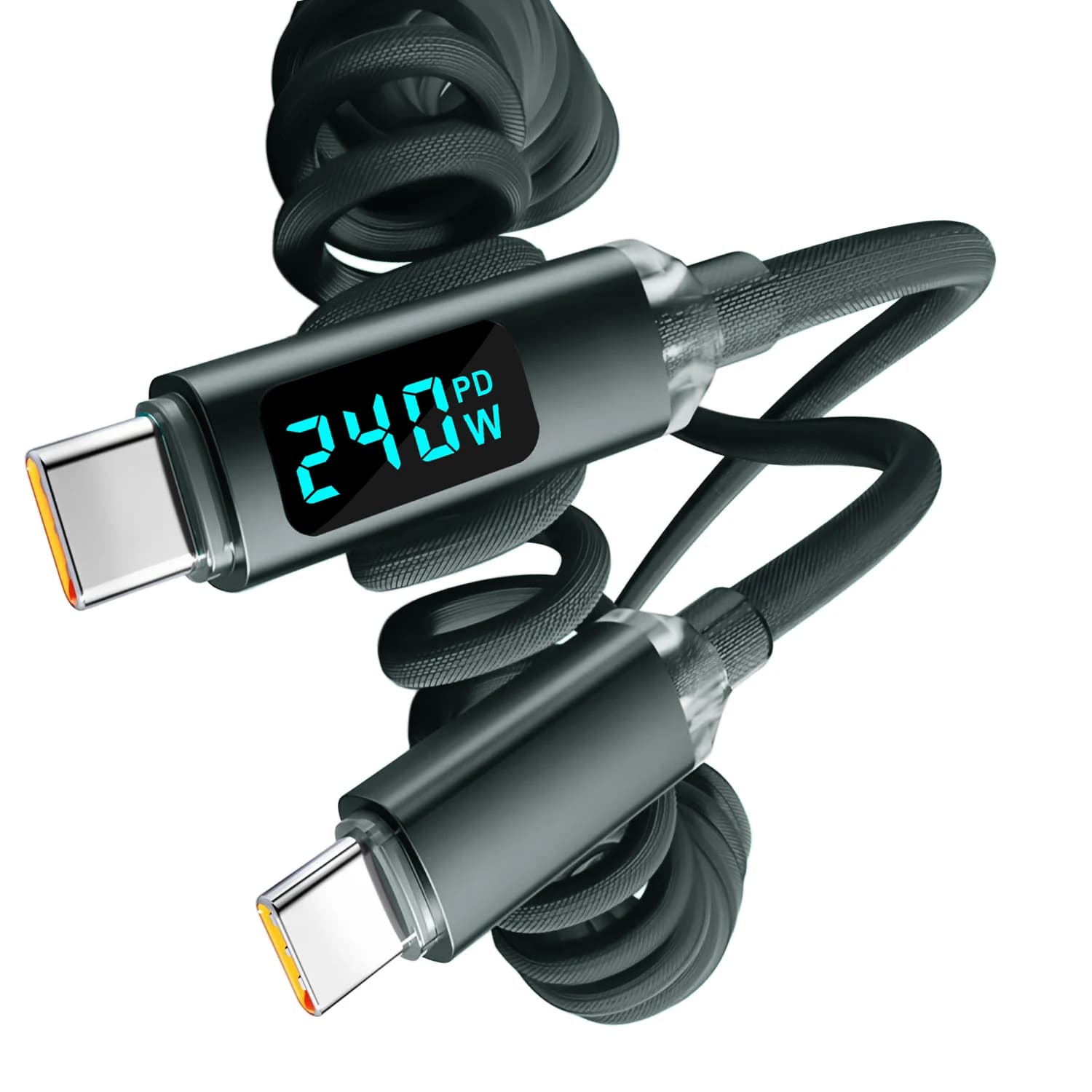 Cavo a Spirale Retrattile Dual Type-C 120W per Ricarica Rapida, Caricabatterie da Auto USB-C a Type-C per iPhone 17 16 15 Samsung Xiaomi