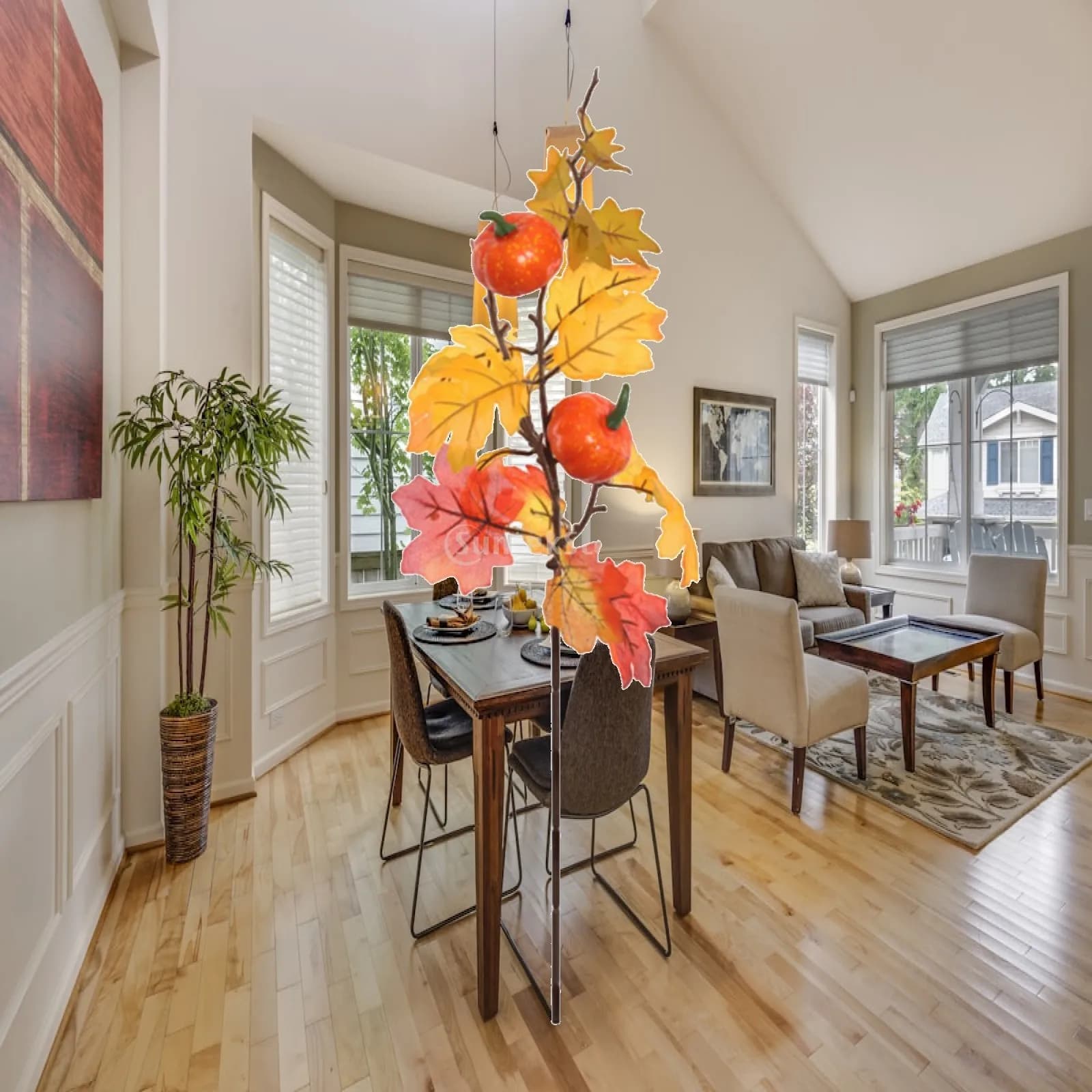 Artificial Maple Leaves Branch Autumn Decor Faux Plant Outdoor Fall Leaf Pick for Harvest Festival and Home Decoration
