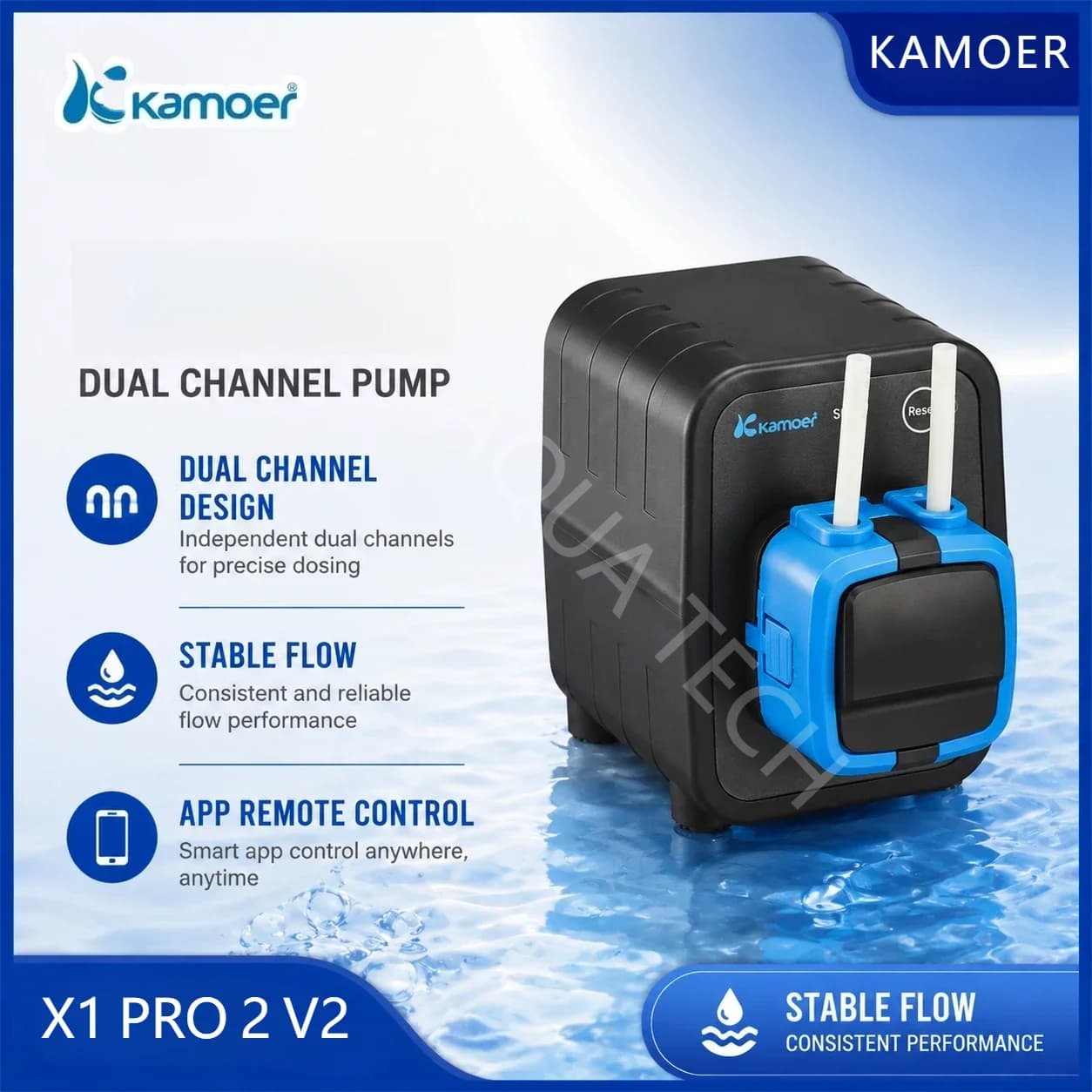 Kamoer X1 PRO 2 V2 Pompa di Dosaggio Programmabile WiFi con Controllo App, Pompa per Acquario, Pompa a Goccia per Liquidi Nutrienti