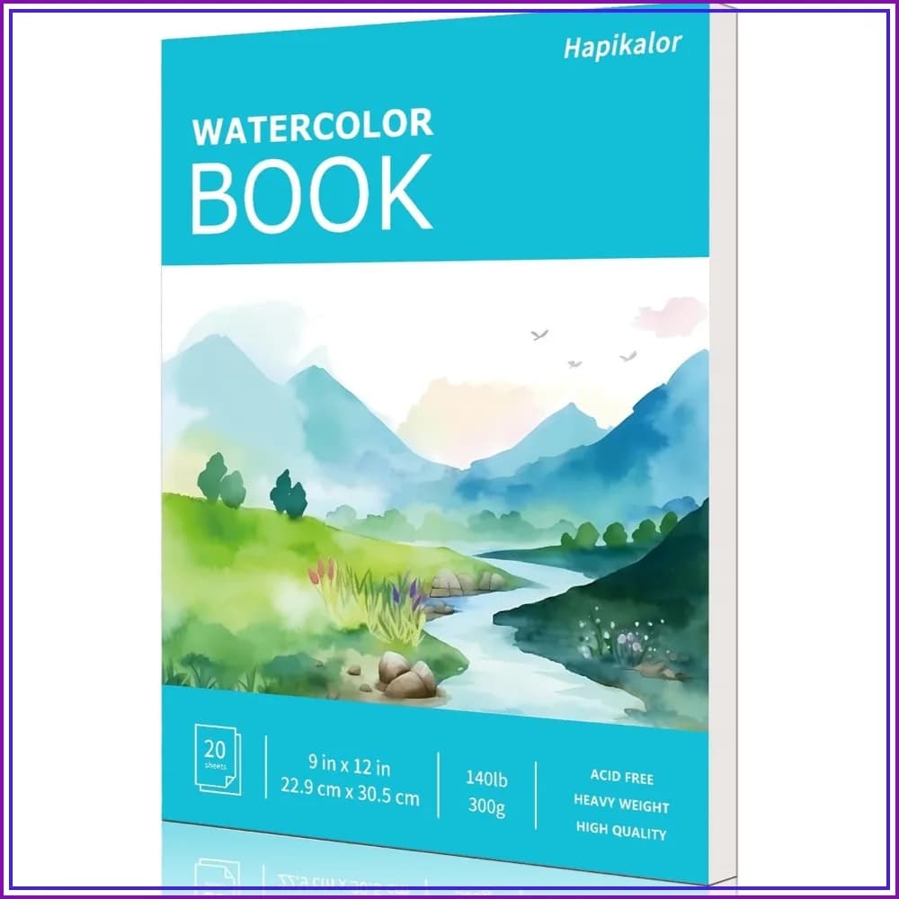 9x12 Watercolor Paper Pad, 140lb/300gsm, Cold Press, 20 Sheets, Art Supplies for Adults & Kids, Sketchbook, Journal