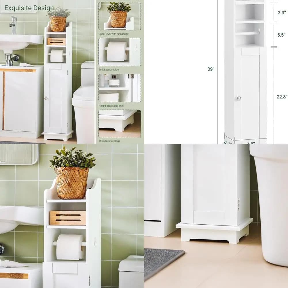 Portarotolo di Carta Igienica Bianco Salvaspazio, Elegante Organizzatore per Bagno in Spazi Ristretti