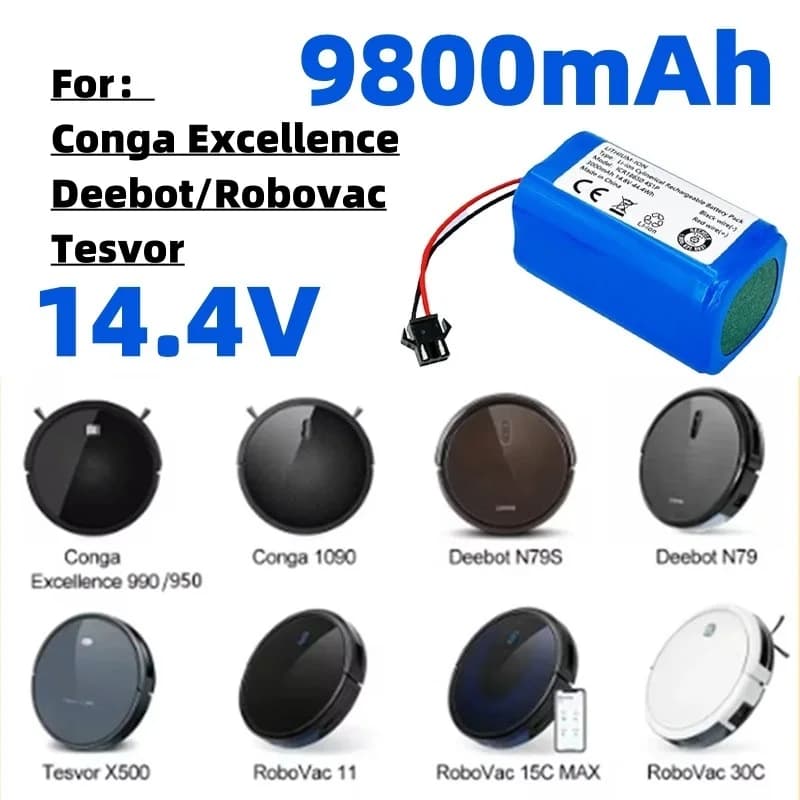 Batterie di ricambio per Conga Excellence 990 1090 1790 1990, Deebot N79S N79 DN622, Robovac 11 e Tesvor X5 14.4V.