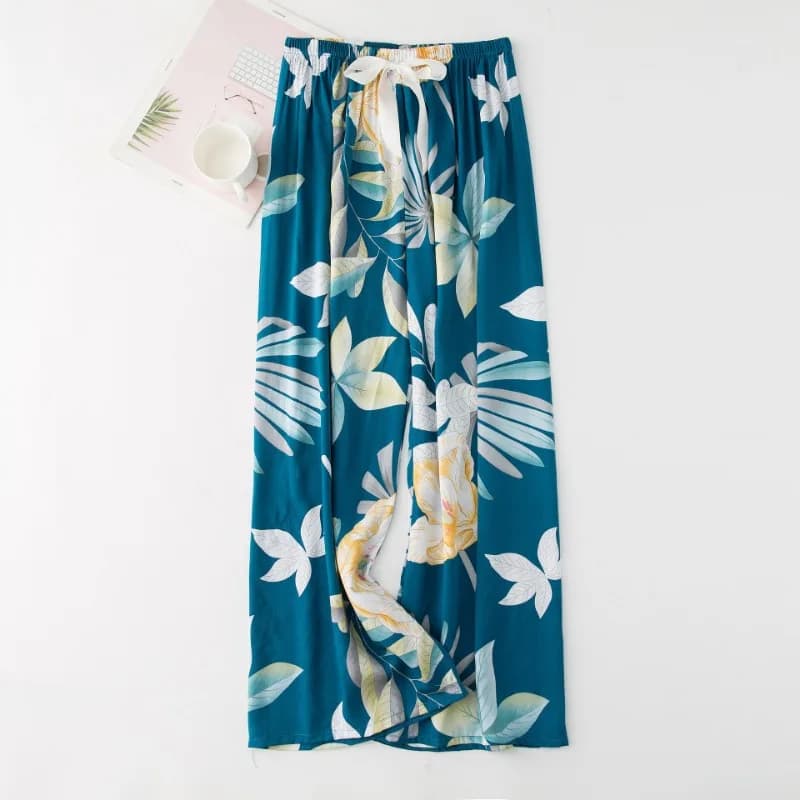 Pantaloni da pigiama in seta di cotone Pantaloni larghi da donna di grandi dimensioni Pantaloni da pigiama premaman Pantaloni da notte in vita elastica da donna