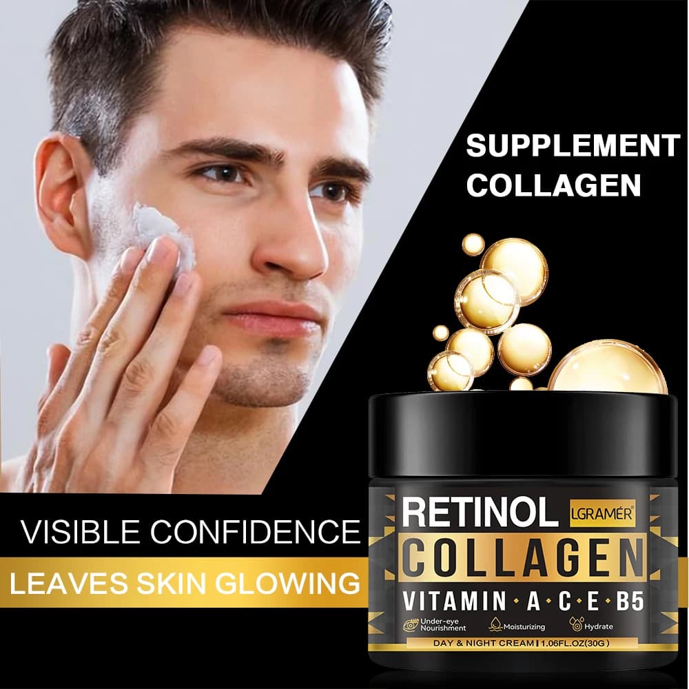 Retinol Collagen Face Cream for Men Skin Care Hydrating Moisturizing Moisturizing Wings Smooth Satin Satin Man Skin Care