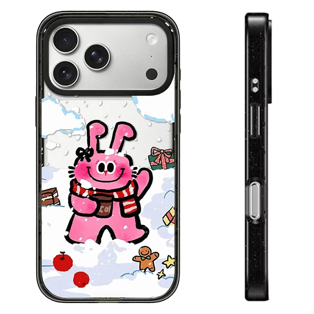 Snow Cartoon Rabbit Acrylic Black Border Phone Cover for IPhone 12 13 14 15 16 17 Pro Max Case for IPhone 17Air