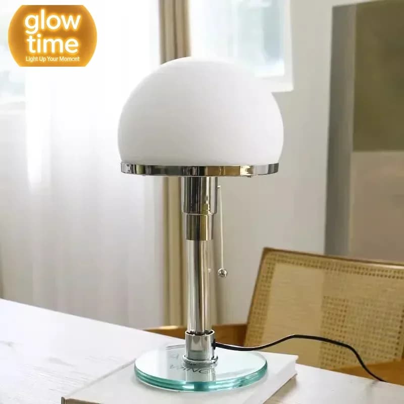 Nordic Minimalist Bauhaus LED Reading Desk Lamp Creative Personality Bedroom Study Living Room Bedside Glass Decor Table Light