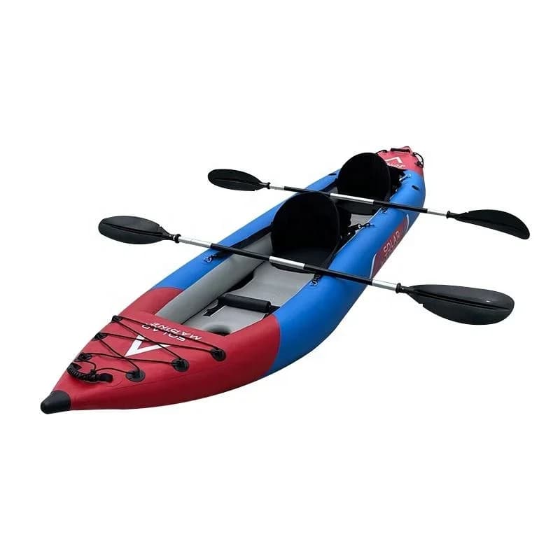 Kayak da pesca gonfiabile per famiglia - Tandem per 2 persone, pagaie solari, in alluminio, pompa e tappetino ad aria
