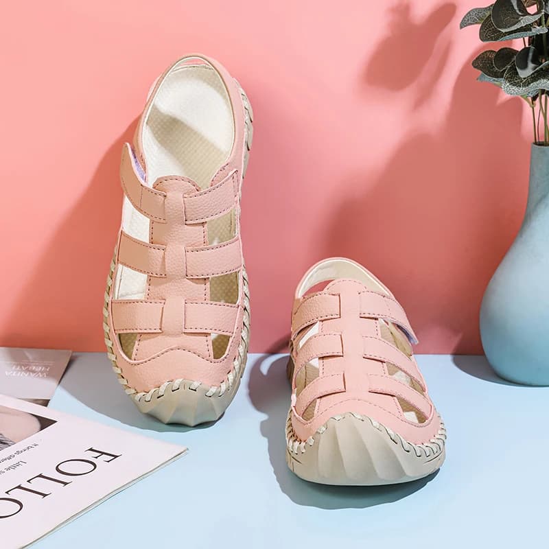 2025 Estate Rosa sandali casual scarpe da trampoliere antiscivolo donna Velcro cucito a mano leggero vendita calda dolce morbido Appartamenti ragazza