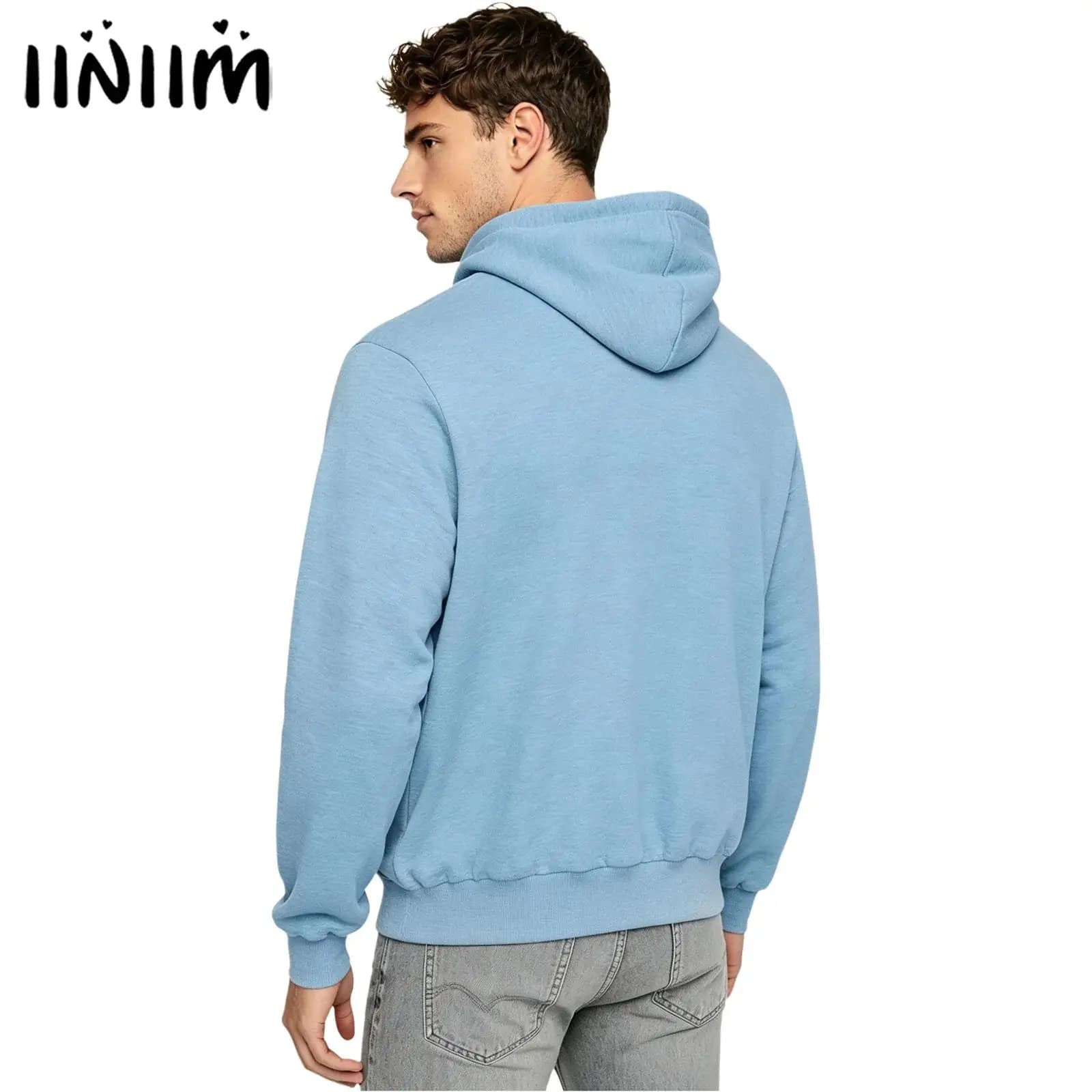 Mens Kangaroo Hoodie Dad And Baby Carrier Hooded Sweatshirt Front Large Pouch Pullover T-Shirt Top for Casual Outing Travel
