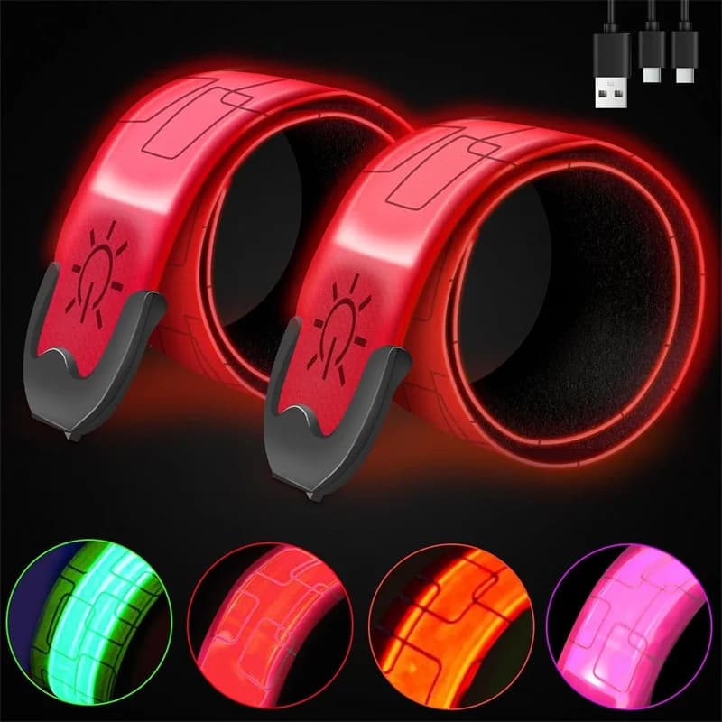LED Night Light USB Recharge Arm Belt Wearable Running Arm Belt Luminous Pole for Running Walked Bicycle Safety Lights