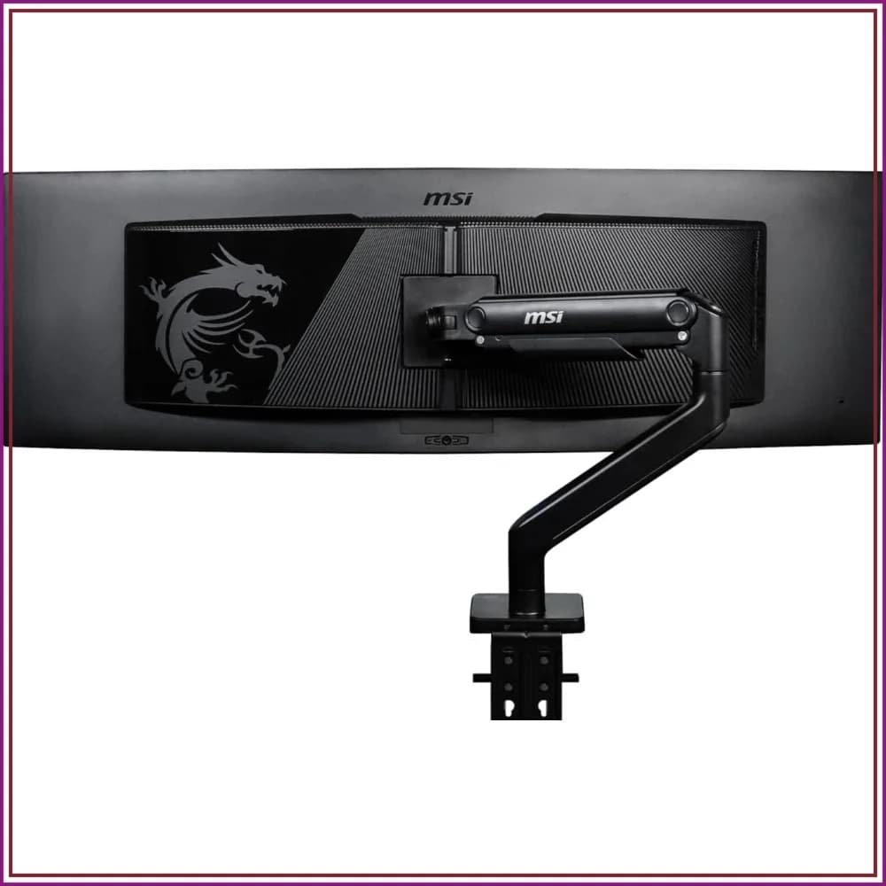 Heavy Duty Single Monitor Stand Arm for 17-49" Screens, VESA Compatible, Adjustable Spring Mount, Clamp & Grommet, Quick Release Plate - Black