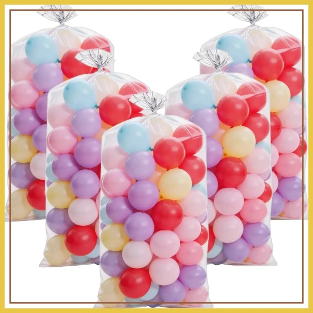 5 Sacchetti Extra Grandi per Palloncini 98x59 Pollici, Sacchetti Riutilizzabili Rinforzati Trasparenti per Albero di Natale, Contenitori per Palloncini per Feste e Matrimoni