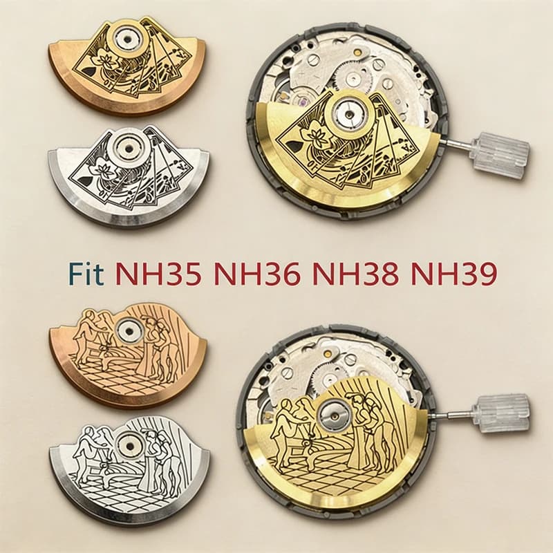 Mod NH35 NH38 NH39 4R36 7S26 NH36 Pendulum Oscillating Weight Rotor Movement Fit Movement Hammer Automatic Rotor Parts