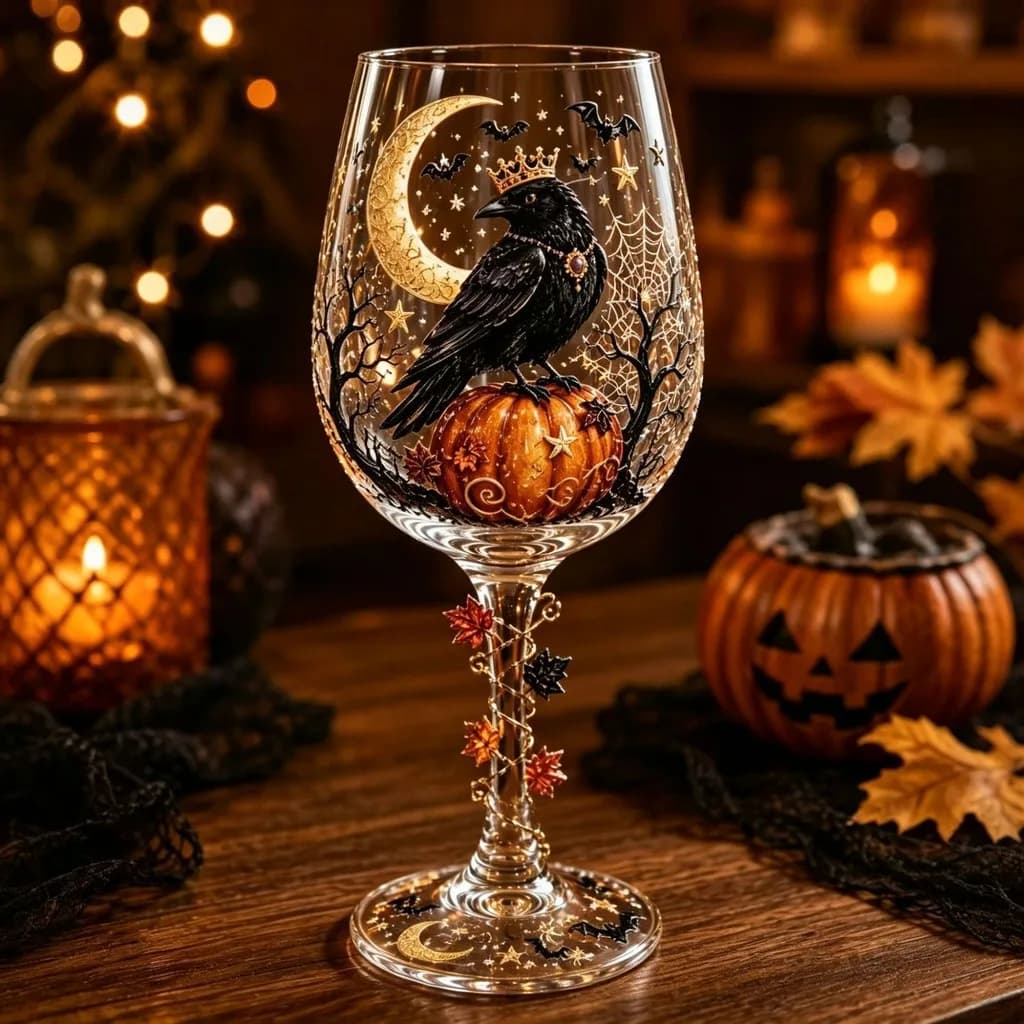 Red Wine Glass Printed Party Drinkware Halloween Wine Glass Irregular Halloween Printed Wine Glass For Friend Gathering Home Bar