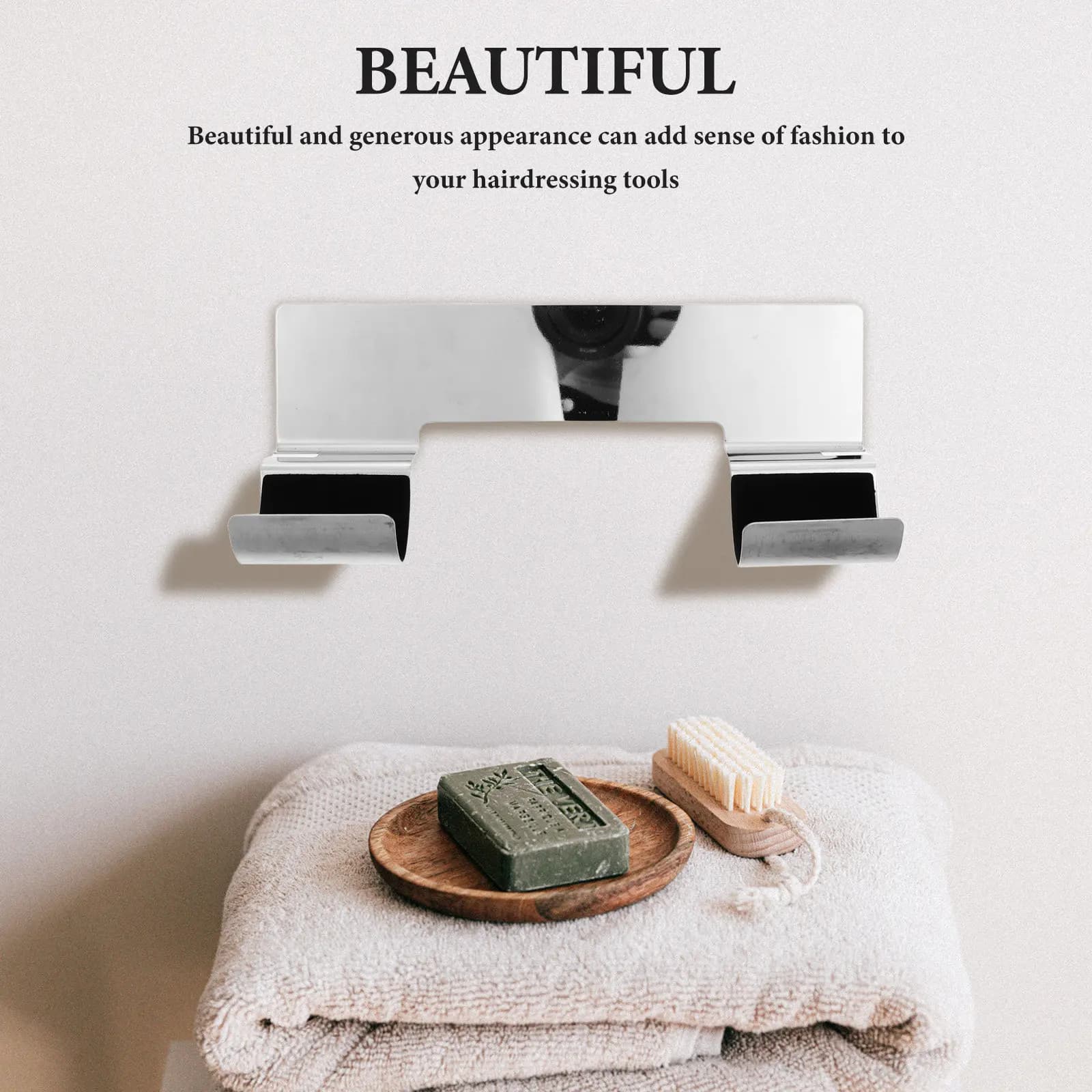 Metal Hair Tools Organizer Wall Mount Bracket Stainless Steel Space Saving Hair Straightener Holder Hot Tool Storage Bathroom