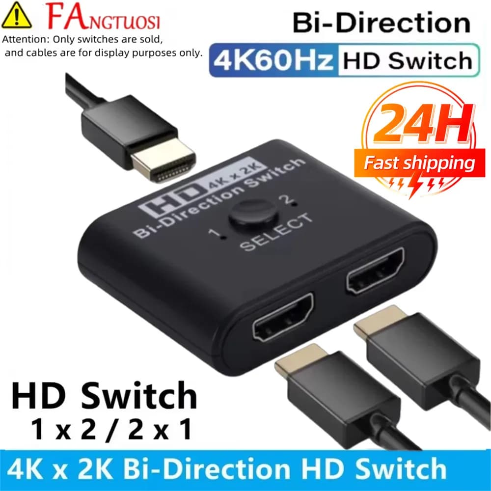 HDMI-Compatible Switch Splitter 4K X 2K Bi-Direction 1x2/2x1 HDMI-compatible Switcher 2 in1 Out for PS4 TV Box Switcher Adapter