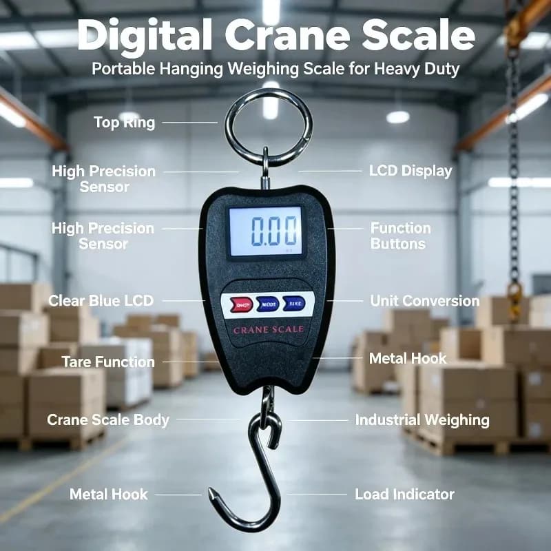 200Kg Portable Digital Hanging Scale Handheld Crane Hook Weigh Scale For Luggage Warehouse Industrial Lifting Weighing