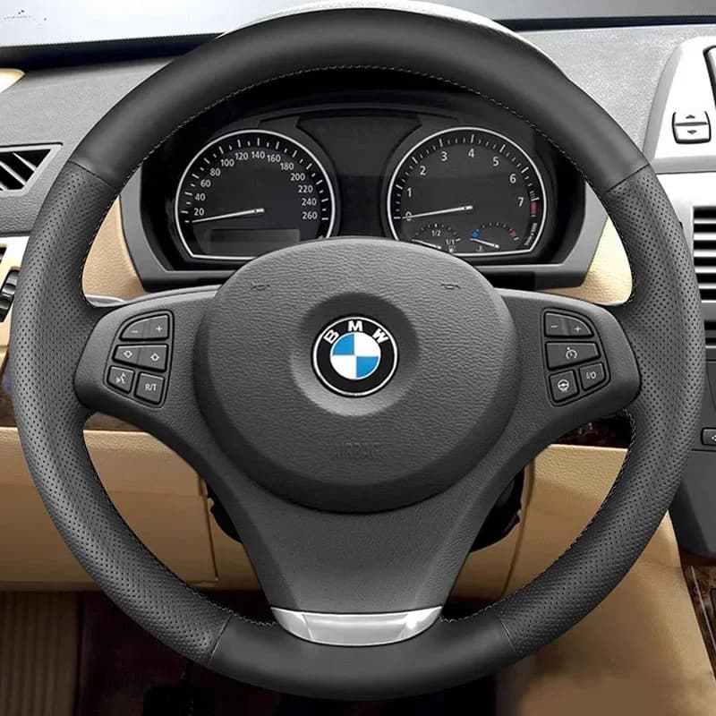 For BMW E83 X3 2003-2010 E53 X5 2004-2006 car cover accessories in real black leather hand sewn DIY car