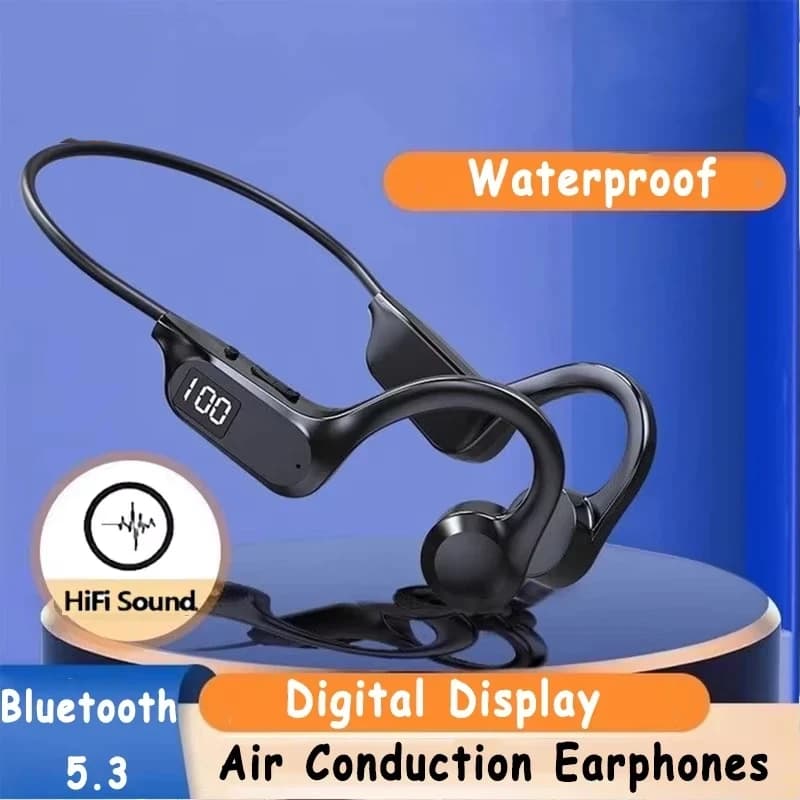 Auricolari a Conduzione Ossea Wireless Sportivi Impermeabili da Collo con Microfono, Alta Potenza, Suono Fluido, Lunga Durata della Batteria