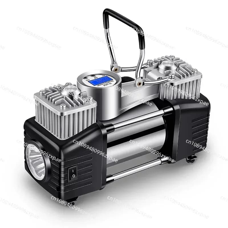 Compressore d'aria da 150W per veicoli, gonfiatore pneumatici a doppio cilindro ad alta pressione per auto e berlina con spegnimento automatico