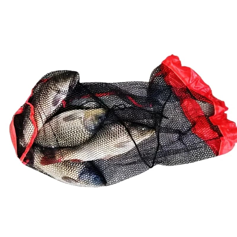 1PC Nylon Mesh Fishing Bag with Long Rope & Retractable Loop, Lightweight Breathable Foldable Fish Protection Net Fishing Tool