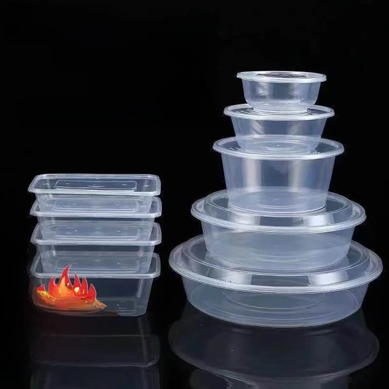 Thickened Disposable Plastic Lunch Box Rectangular And round Shaped Keeping Container for Takeaway Food Delivery Bento Box