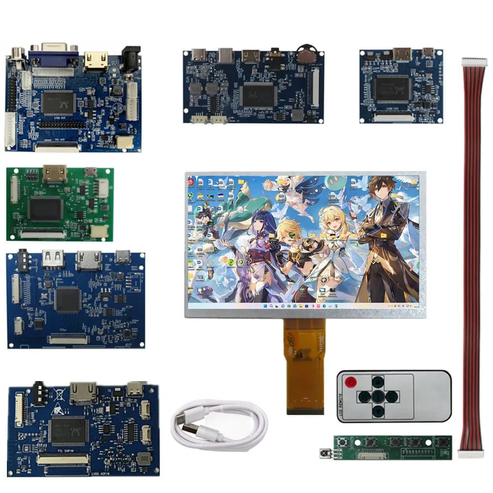 7 Inch LCD Screen Control Card Kit 1024*600 Compatible HDMI for Raspberry Pi, Banana Pi, PC, Monitor for Case Computer