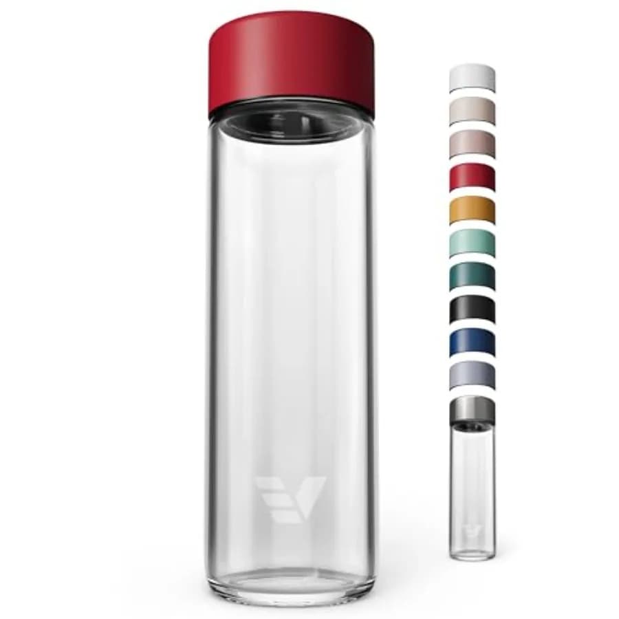 Bottiglia d'acqua in vetro da 20oz - Vetro borosilicato non isolato, lavabile in lavastoviglie, senza elementi in plastica, per un'esperienza di consumo pura.