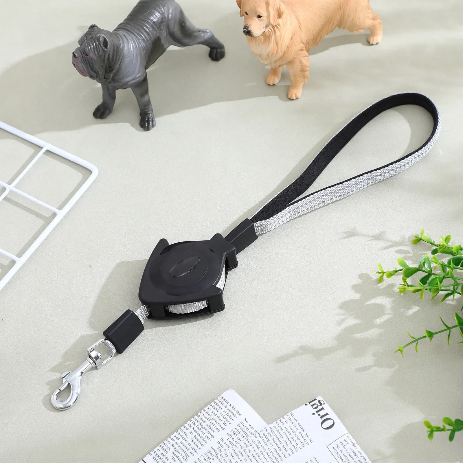 Guinzaglio Avvolgibile Automatico per Cani Nero, Corda Telescopica Resistente con Impugnatura Ergonomica, Guinzaglio Lungo per Addestramento Animali Domestici
