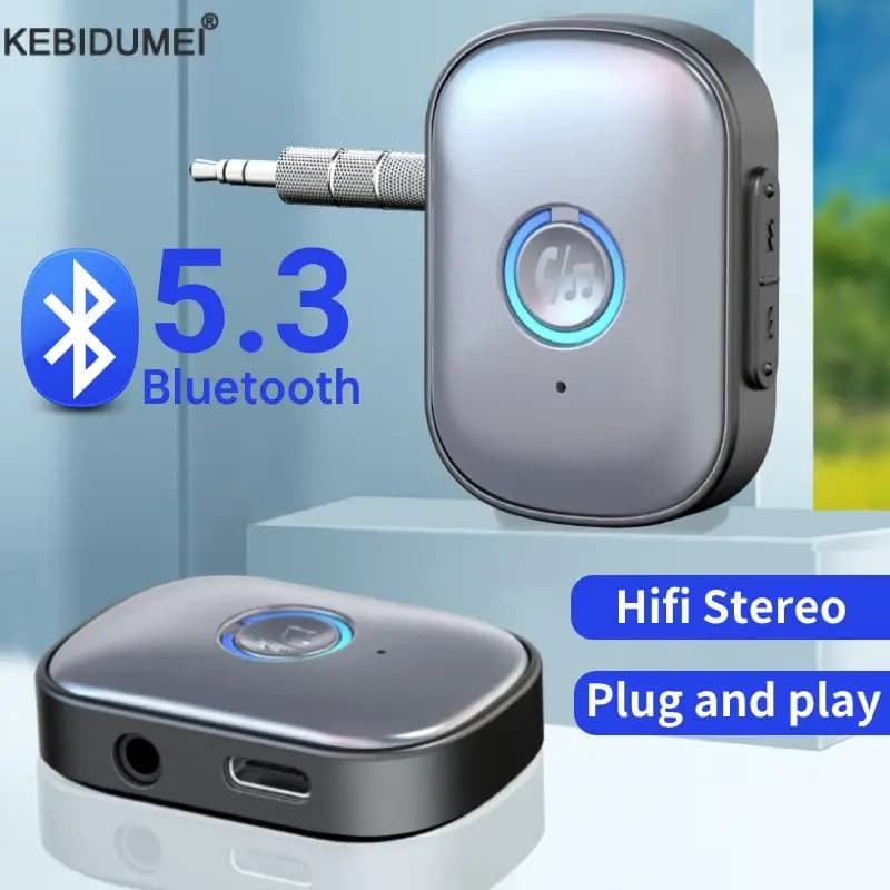 Bluetooth 5.3 Wireless stereo audio adapter with 3.5 mm AUX jack with earphone microphone for cars Speakers TV