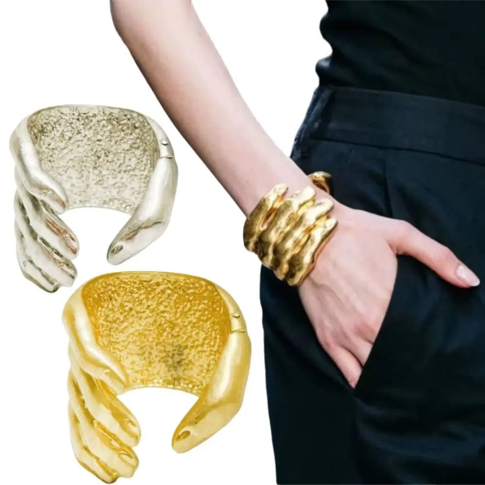 Hand Grip 5-Fingered Palm Grip Bracelet Light Luxury Metal Palm Ring Bracelet Exquisite Vintage Handshake Bracelet Photo Props