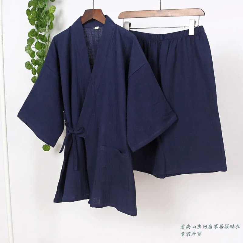 Set pigiama da uomo in cotone e lino in stile giapponese, taglia grande, comodo abbigliamento vintage per la casa, M-5XL, abbigliamento da notte, taglia grande