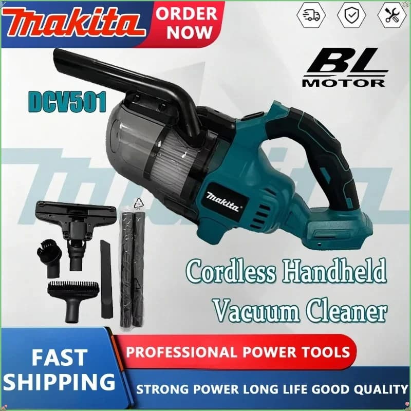 Aspirapolvere Portatile Senza Fili Makita DCV501, Pulitore per Pavimenti Brushless da Auto, Utensile Elettrico per Casa e Veicoli