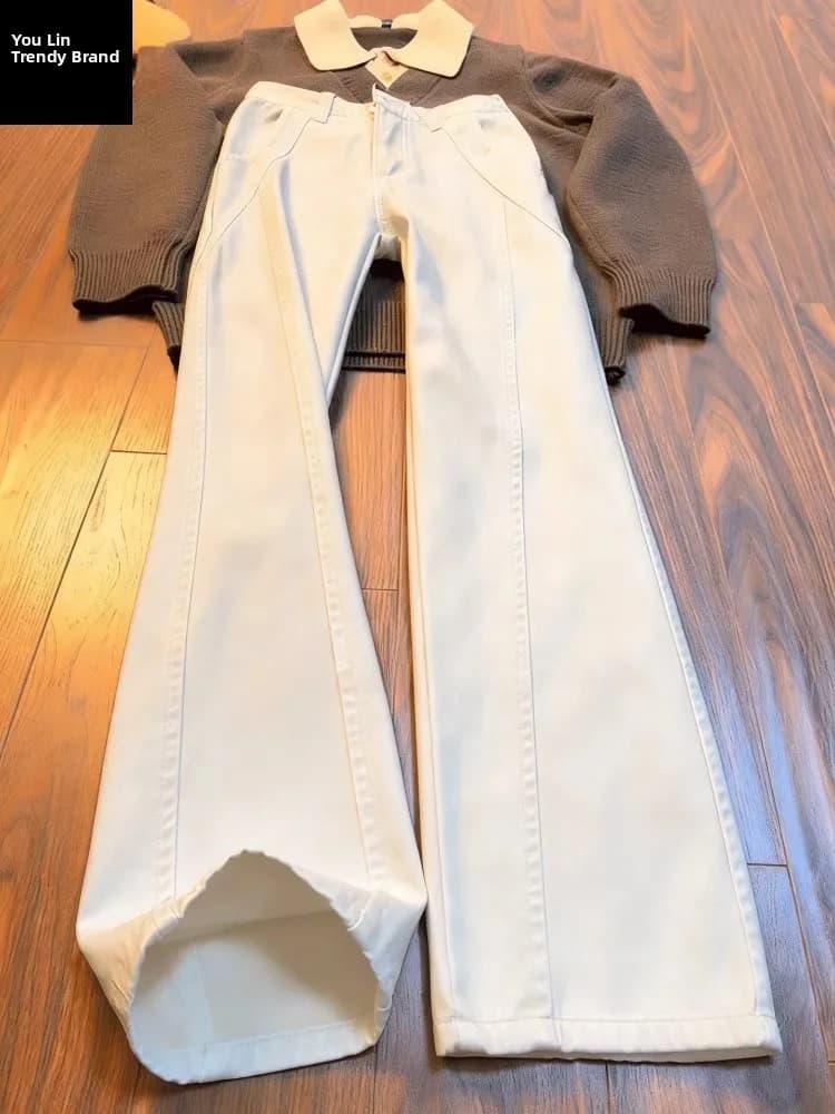 Cleanfit Thi Straight Leg Men's Jeans Low Waist American Retro Knife Workwear Trousers Micro Flared Pants Youth Faion
