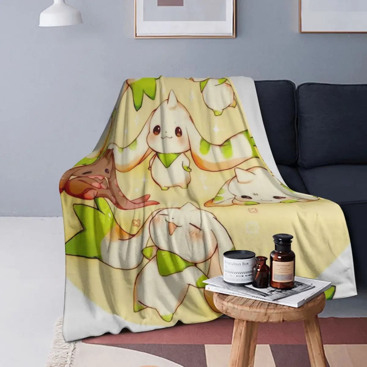 Terriermon Lopmon Blanket Soft Warm Flannel Throw Blanket Bedspread for Bed Living room Picnic Travel Home Sofa