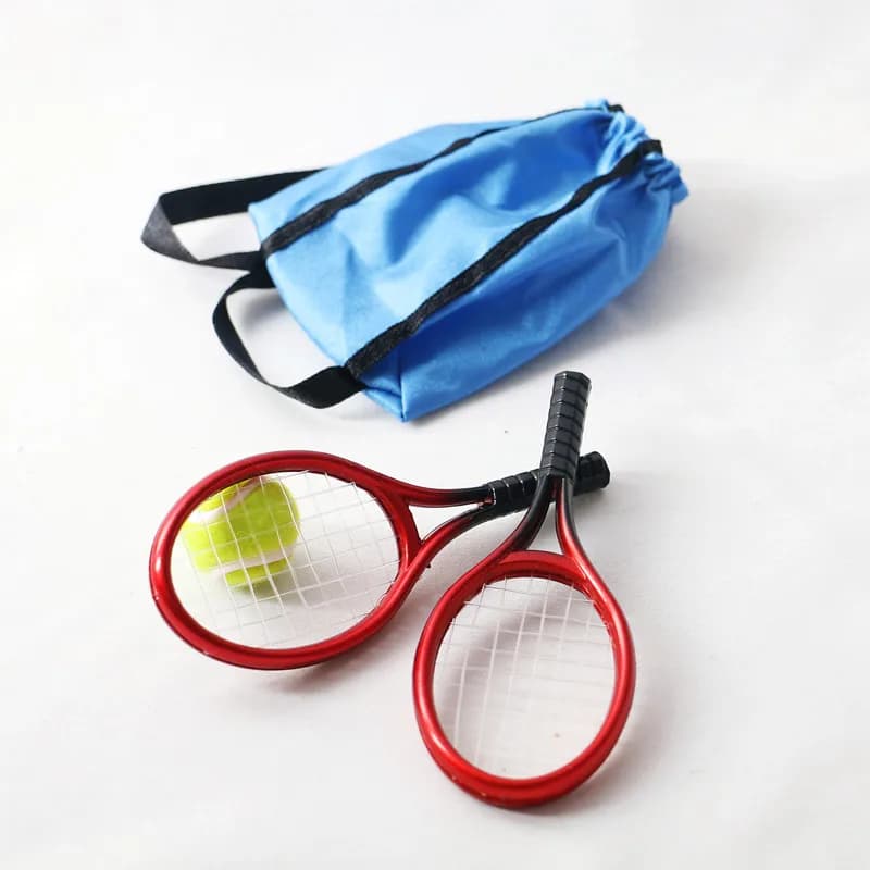 1 set home dolls mini tennis rack set tennis set game model outdoor sports house play scene accessories decoration ornament