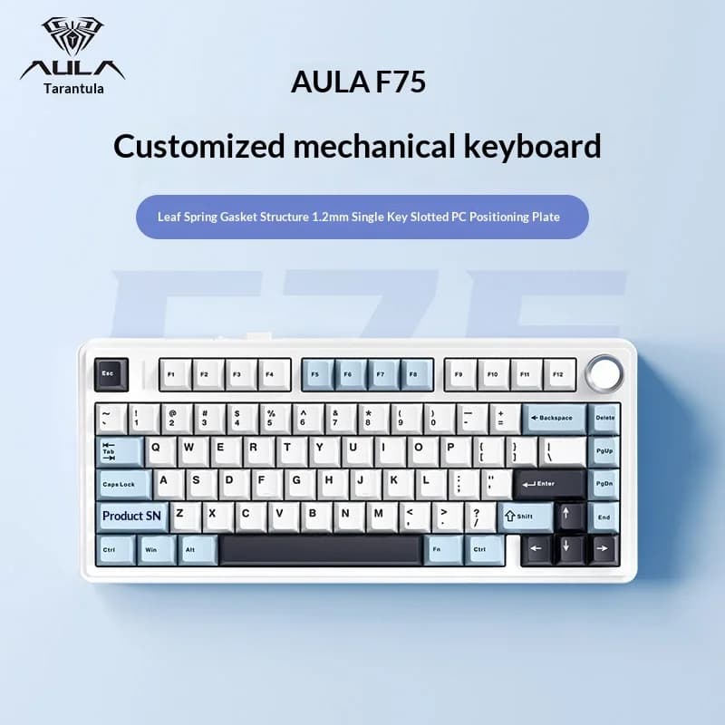 Aula Mechanical Keyboard F75 Tri Mode Wireless Bluetooth Custom Pbt Side Printed Keycaps Gasket Structure Office Gaming Esports