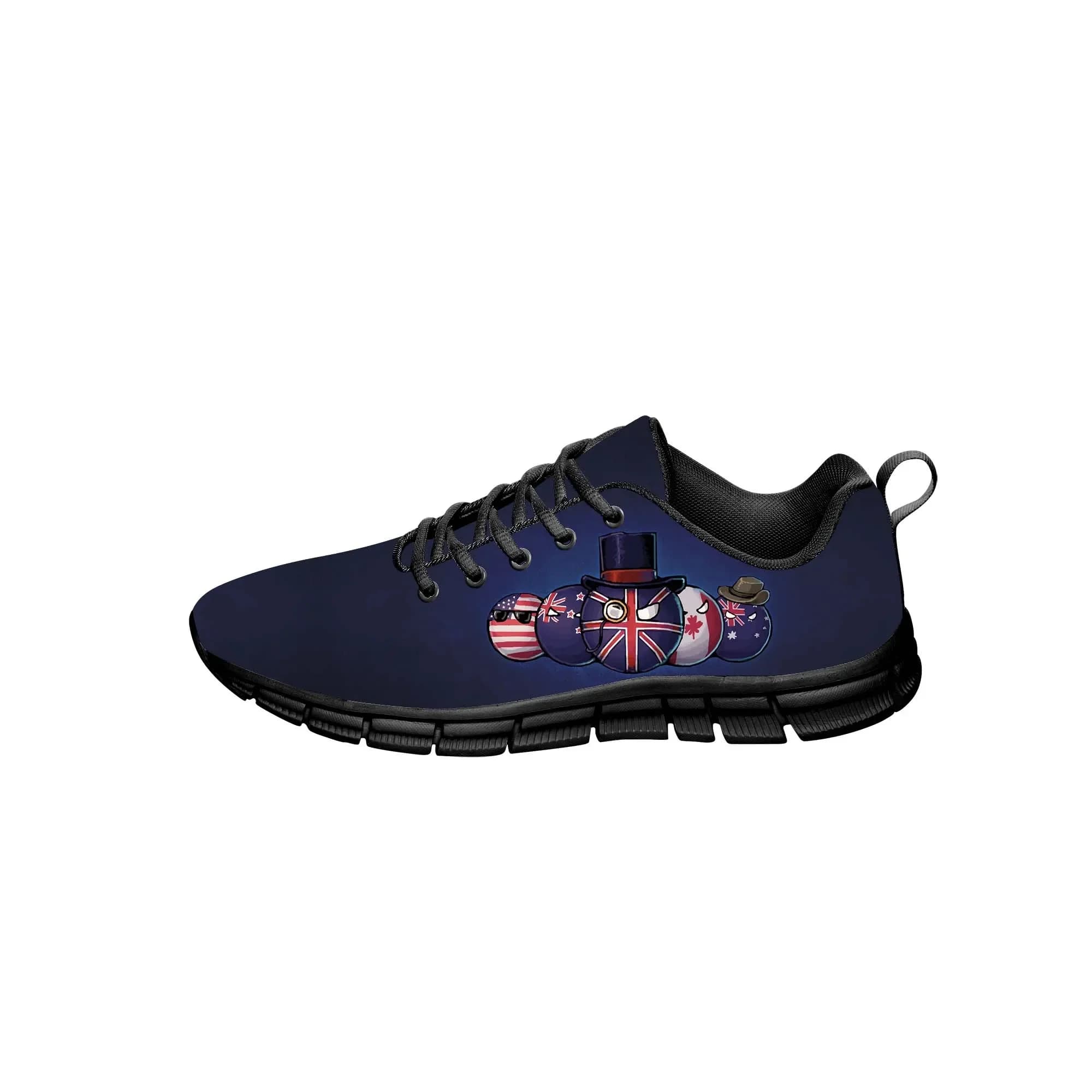 Countryballs Polandball Pattern Scarpe casual alla moda divertenti per uomo, donna, adolescente, scarpe da corsa in tela con stampa 3D, scarpe leggere