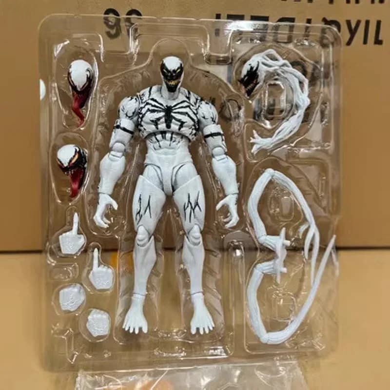 Action Figure Anime Venom Symbiote Bianco Serie Spider-Man, Modellino da Collezione, Ornamento da Scrivania, Giocattolo, Regalo per Appassionati