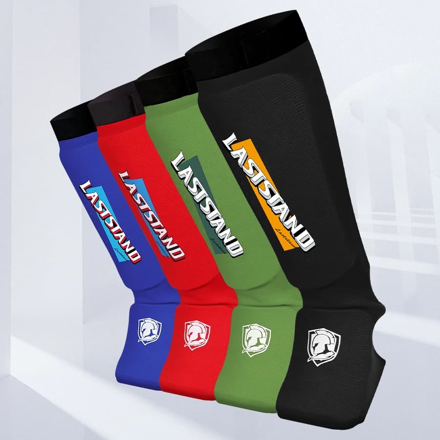 Muaythai Training protezioni per il supporto delle gambe parastinchi da boxe in cotone MMA protezione per caviglia Instep protezione per i piedi TKD Kickboxing Pad