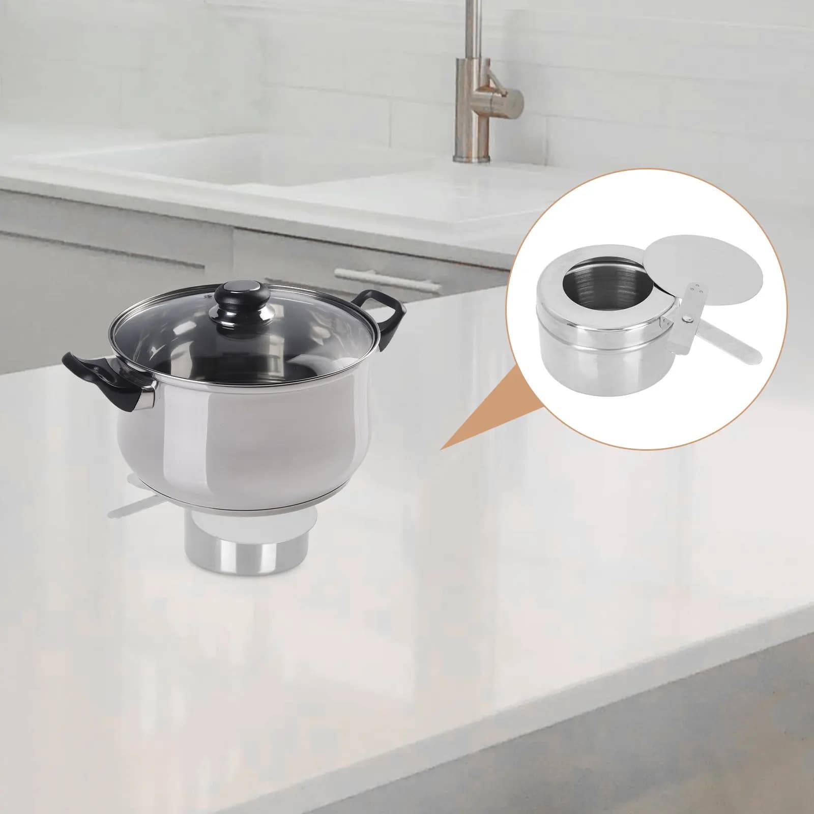 Portable Alcohol Stove with Tank, Steel Kitchen Stove with Stoppino, Long Duration for Camping and Hiking