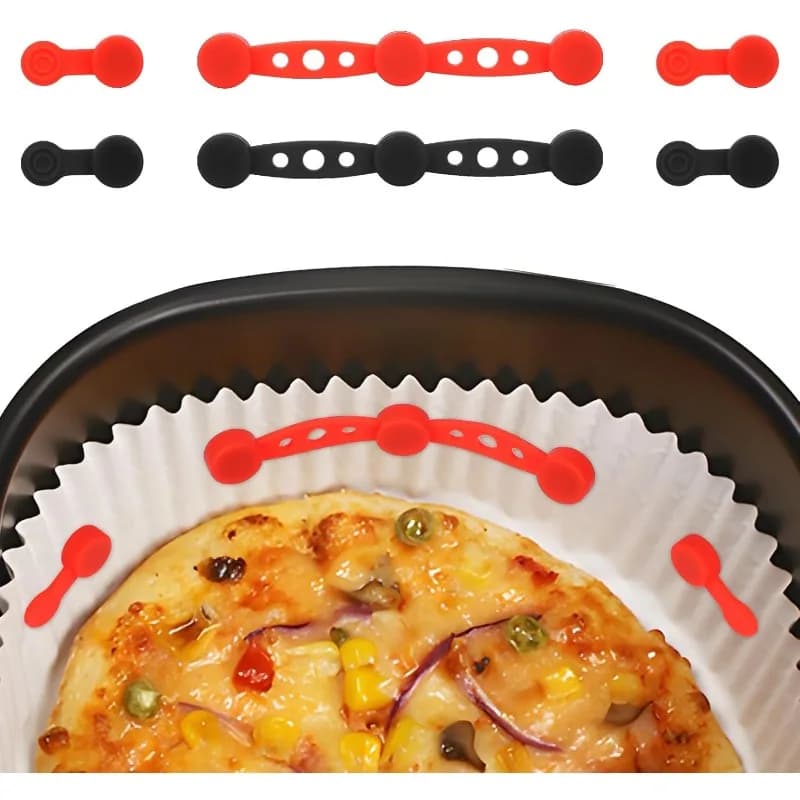 Fibbia magnetica in silicone per friggitrice ad aria, fibbia di fissaggio in silicone per rivestimento friggitrice ad aria, previene lo spostamento della carta e le bruciature, accessori riutilizzabili