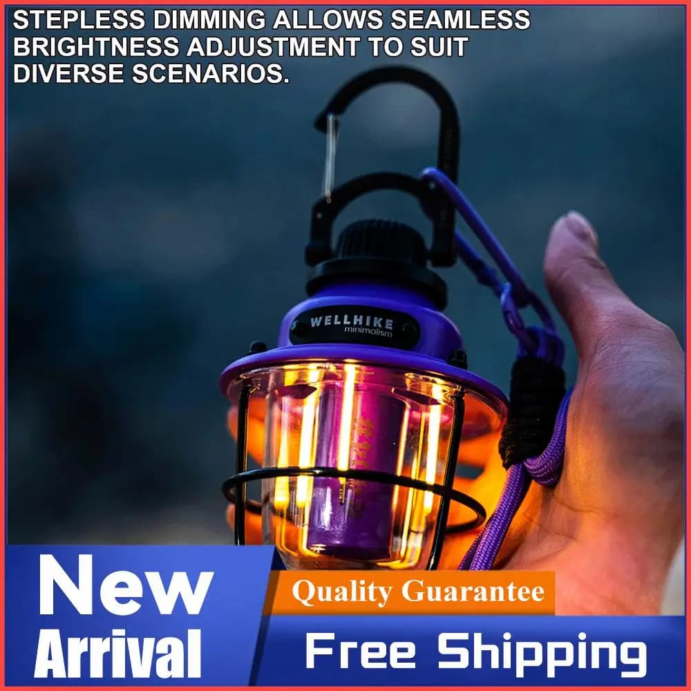 Outdoor Camping Lamp with Hook, Long-Term Pigna Light, Multifunction LED, Environmental Light for Tent and Tit, Flashlight