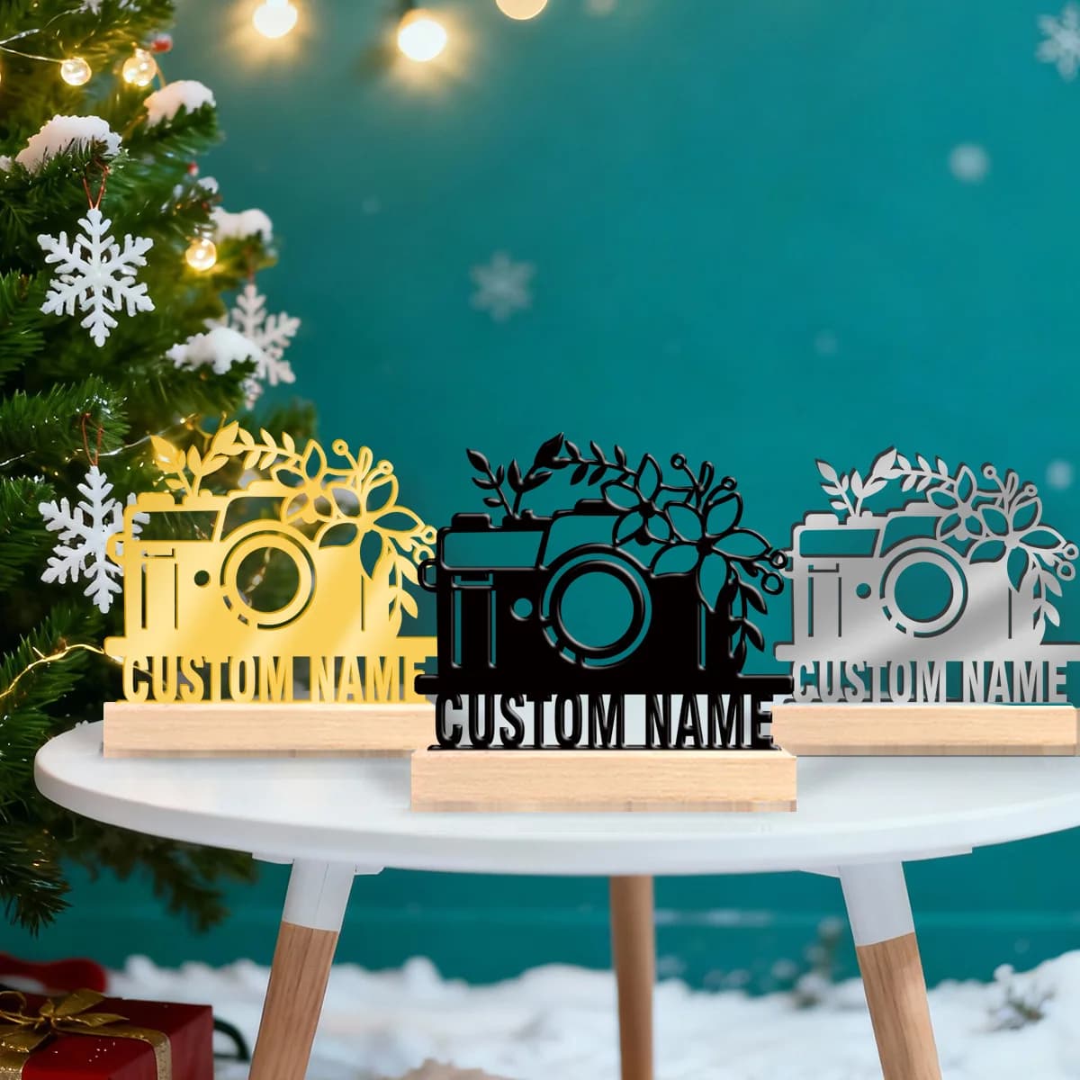 1pc Interesting Desktop Metal Statues Customizable Name With Wooden Base New Home Gift for Friends,Decorative Ornaments